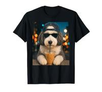 Sheepadoodle Boire du café glacé drôle pour Les Amoureux des Chiens T-Shirt