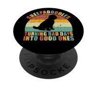 Sheepadoodles transformant Les Mauvais Jours en Bons Sheepadoodle PopSockets PopGrip Adhésif