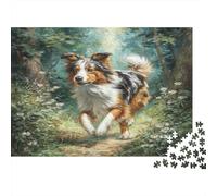 Sheepdog Forest 1000 Piece Jigsaw Puzzle Jigsaw Puzzle for Adults Paper Puzzle Game for Family Relaxation Focus 52x38cm/1000pcs