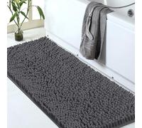 SHEEPPING Tapis de Salle de Bain antidérapant en Chenille Long avec Revers en Caoutchouc, Moelleux, Doux, Ultra Absorbant et Lavable en Machine, pour Baignoire Double Vasque, 150 x 50,8 cm, Gris