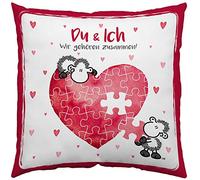 Sheepworld 45323 Coussin décoratif, en Coton, 38 x 38 cm, Motif « du et Moi »