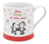 Sheepworld 48563 Tasse à café, en porcelaine, avec inscription en allemand, 40 cl, dans une banderole cadeau, pour couple, amour, Saint-Valentin