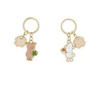 Sheepworld 74431 Lot de 2 pendentifs porte-bonheur avec 2 porte-clés, longueur 6,5 cm chacun, anneau porte-bonheur, Noël, Nouvel An, multicolore, Taille unique, Motif « Petit bonheur »