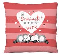 Sheepworld Coussin en Peluche avec Motif Le Plus Beau - Coussin décoratif avec Motif réversible - 25 x 25 cm - 100% Polyester - Cadeau de Saint-Valentin, Article de décoration - 73791