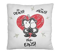 Sheepworld Coussin en Peluche Motif Nous Un | Coussin décoratif, 25 cm x 25 cm, 100% Polyester, Cadeau, Saint Valentin, Article de décoration | 48182