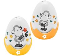 Sheepworld Ensemble de 4 coquetiers avec salière et poivrière en forme d'œuf et 2 coquetiers - Boîte cadeau - Cadeau de Pâques - Décoration de Pâques - 48582