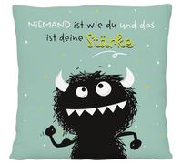 Sheepworld H:PPY Life 74735 Coussin en Peluche Monster Stark | Coussin décoratif, 25 x 25 cm, 100% Polyester | Cadeau, Amis, Article de décoration