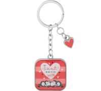 Sheepworld Porte-clés avec motif Le plus beau | Pendentif avec anneau porte-clés carré avec petit cœur 9 cm | 73793, multicolore, 9 cm, Motif « Le plus beau »