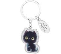 Sheepworld Porte-clés - Motif chat noir - Pendentif en forme de chat - Longueur 7,5 cm - Métal époxy - Avec anneau porte-clés - Cadeau d'anniversaire - Amis des chats - 74852