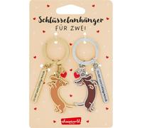 Sheepworld Porte-clés pour couple avec motif teckel | 2 pendentifs avec anneau porte-clés et breloque, métal, époxy, longueur 8,6 cm | Cadeau pour deux, Saint-Valentin | 75302