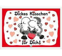 Sheepworld - Poster - Gros bisous + cadre interchangeable, Shinsuke® Maxi MDF blanc, vitre acrylique