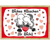 Sheepworld - Poster - Gros bisous + cadre interchangeable, Shinsuke® Maxi MDF hêtre, vitre acrylique