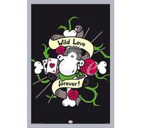 Sheepworld - Poster - Wild love + cadre interchangeable, Shinsuke® Maxi MDF argenté, vitre acrylique