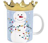 Sheepworld Tasse avec couronne motif bonhomme de neige | Tasse à café en porcelaine, 35 cl, couvercle en forme de couronne, boîte cadeau | Cadeau pour Noël, Nouvel An, calendrier de l'Avent | 51222