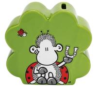 Sheepworld Tirelire Motif Porte-Bonheur - Boîte 3D en Porcelaine en Forme de trèfle - 12,2 cm x 5,6 cm x 11,3 cm - Cadeau de Noël, Nouvel an et Calendrier de l'Avent - 75249