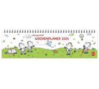sheepworld Wochenquerplaner 2025: Praktischer Tischquerkalender mit Spiralbindung und niedlichen Schaf-Cartoons. Liebevoll illustrierter Tisch-Kalender.