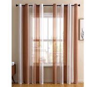 Sheer Voile Rideau avec oeillets Rideaux transparents Salon Chambre à coucher, L140 X H145cm 2pcs Rideau à oeillets Rideau moderne à rayures