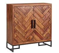Sheesham Armoire à chaussures en bois massif 100 x 105 x 40 cm - Armoire à chaussures fermée - Design commode de couloir avec étagère - Rangement de chaussures - Commode de couloir pour chaussures