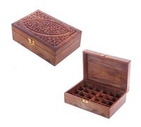 Sheesham Wood Essential Oil Box - Design 1 (Holds 24 Bottles)