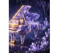 Sheet Music Book - Crystal Grand Piano in a Magical Cave: Blank Manuscript Paper with 12 Staves Per Page for Composition, Songwriting, Lessons, ... and Creative Ideas | 100 Pages | 8.5 x 11