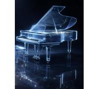 Sheet Music Book - Crystal Grand Piano in Blue Light: Blank Manuscript Paper with 12 Staves Per Page for Composition, Songwriting, Lessons, Practice, Notation and Creative Ideas | 100 Pages | 8.5 x 11