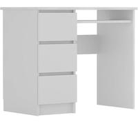 Shefa Line Cina Bureau avec tiroirs, 3 tiroirs pratiques pour une organisation optimale, table de bureau, bureau d'ordinateur, petite table de travail 90 x 50 cm, bureau pour enfants avec espace de