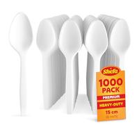 Shefa Lot de 1000 cuillères de qualité supérieure, très résistantes, réutilisables, passent au micro-ondes, 15,2 cm de long pour anniversaire, fête, camping