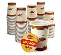 Shefa Lot de 50 gobelets en papier de 237 ml - Résistants à la chaleur, sans BPA, pour boissons chaudes et froides pour plats à emporter et cafés