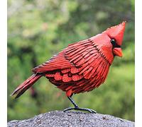 Shefio Statue Cardinale en métal - Grand Oiseau Rouge - Sculptures de Jardin en métal - Design réaliste Unique | Condoléances