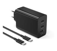 shefor Chargeur Compatible avec Samsung USB C Chargeur Rapide 3 Ports 1x USB-C 65W, 25W, 1x USB-A 15W, avec câble Double C de 1,8 m EP-T6530 EP-T6530NBEGWW Alimentation PD 3.0