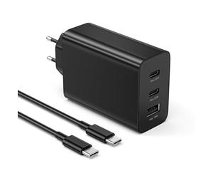 shefor Chargeur Compatible avec Samsung USB C Chargeur Rapide 3 Ports 1x USB-C 65W, 25W, 1x USB-A 15W, avec câble Double C de 1,8 m EP-T6530 EP-T6530NBEGWW Alimentation PD 3.0