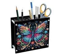 SHEGZHUC 13 x 11,8 cm Diamond Painting Porte-stylo Bureau Papillon Organisateur Diamant Stylo Pot à crayons Porte-pinceaux Pierres spéciales Cadeaux pour bureau, école, maison