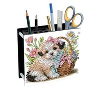 SHEGZHUC 13 x 11,8 cm - Pot à crayons de peinture diamant - Pour bureau, chien, panier de fleurs - Organiseur de peinture diamant - Pot à crayons - Pierres spéciales - Cadeau pour bureau, école