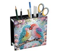 SHEGZHUC 13 x 11,8 cm - Pot à crayons de peinture diamant - Pour bureau, perroquet, oiseau, fleurs - Organisateur de stylos - Pot à crayons - Pierres spéciales - Cadeau pour bureau, école, maison