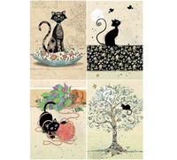 SHEGZHUC 30x40cm Diamond Painting Lot de 4 Chat Noir Affiche Peinture Numero Adulte Animaux Peinture Diamant Adulte Broderie Diamant Kit Complet Point de Croix Salon Chambre Murale Décor Artisanat
