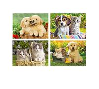 SHEGZHUC 4 Pack Diamant Animaux 40x30cm Peinture Chien et Chat Diamond Painting Chien Labrador Perle de Diamant