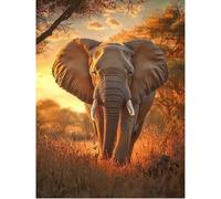 SHEGZHUC 40 x 50 cm Peinture diamant éléphant Grand Diamond Painting Animaux Afrique Peinture diamant éléphants Afrique Mosaïque Diamant Peinture Art Broderie Point de Croix Images Cadeau Décoration