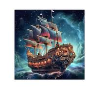 SHEGZHUC 40x40cm Diamond Painting Bateau Voilier Vaisseau Spatial Diamond Painting Paysage Mer Peinture Diamant Adulte Broderie Diamant Kit Complet Point de Croix Salon Chambre Murale Décor Artisanat