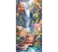 SHEGZHUC 45 x 85 cm Peinture diamant cascade Peinture diamant Cascade Peinture diamant Paysage Fleurs Pont Mosaïque Diamant Peinture Art Broderie Point de Croix Images Cadeau Décoration Murale
