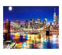 SHEGZHUC 50 x 40 cm Diamond Painting New York City Pont Diamond Painting Ville sur la mer Pont de Brooklyn Néon Mosaïque Diamant Peinture Art Broderie Point de Croix Images Cadeau Décoration Murale