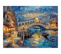 SHEGZHUC 50 x 40 cm Pierres carrées Peinture Diamant Ville Venise Italie Pont du Rialto Diamond Painting Paysage Mosaïque Diamant Peinture Art Broderie Point de Croix Images Cadeau Décoration Murale