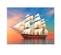 SHEGZHUC 50x40cm Diamond Painting Bateau Diamond Painting Carré Peinture Diamant Paysage Mer Peinture Diamant Adulte Broderie Diamant Kit Complet Point de Croix Salon Chambre Murale Décor Artisanat
