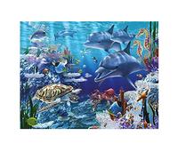 SHEGZHUC Canevas Diamant Carres Bleu Marine 50x40cm Square Diamant Painting Fond Marin Diamond Painting Paysage Marin Diamond Painting Dauphin Diamond Painting Tortue de Mer Paysage Mer Mosaique