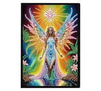 SHEGZHUC Carnet de notes A5 - 14,5 x 21 cm - Peinture diamant - Carnet de notes - Peinture diamant - Strass spéciaux - Journal intime - Cadeau pour fille (ange avec ailes)