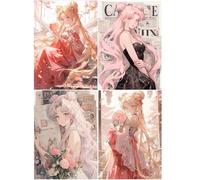 SHEGZHUC Diamond Painting Anime Fille Lot de 4 30x40cm Painting Diamant Manga Fille Broderie Diamant Princesse Japonaise Diamond Painting Cerisier Painting Diamant Femme Japonaise Dessin Animé