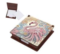 SHEGZHUC Diamond Painting - Bloc de notes - Recharge - Support en bambou - Avec 160 feuilles - Peinture diamant - Boîte à notes - En bois - Mosaïque - Cadeau - Flamant rose - Animaux et fleurs
