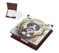 SHEGZHUC Diamond Painting - Bloc de notes - Recharge - Support en bambou - Avec 160 feuilles - Peinture diamant - Boîte à notes - En bois - Mosaïque - Cadeau - Chat papillon