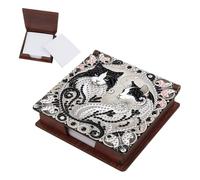 SHEGZHUC Diamond Painting - Bloc de notes - Recharge - Support en bambou - Avec 160 feuilles - Peinture diamant - Boîte à notes - En bois - Mosaïque - Cadeau - Chat noir et blanc
