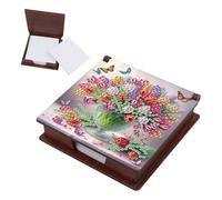 SHEGZHUC Diamond Painting Bloc-notes recharge en bambou avec 160 feuilles de peinture diamant Boîte à notes en bois mosaïque Cadeau Fleurs dans vase