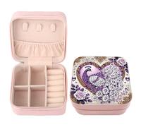 SHEGZHUC Diamond Painting Boîte à bijoux paon violet cœur bricolage par numéros Daiments Painting Boîte à bijoux pour bagues, boucles d'oreilles, colliers, bracelets, boîte à bijoux pour femme
